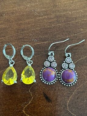 Silver-tone Dangle Earrings, 2 Pairs